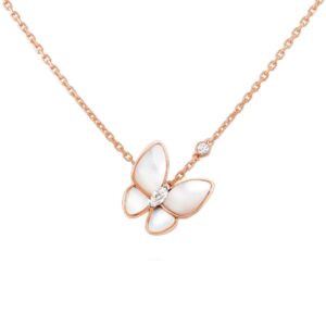 Mother-of-pearl butterfly necklace with gemstone details