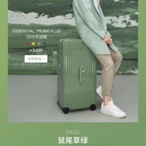 Sage green rimowa suitcase