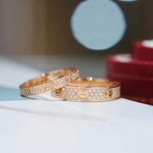 Cartier Love Wide Full Diamond Couple Ring
