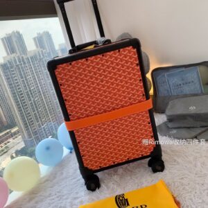 20 inch Goyard vintage style luggage with accessory set