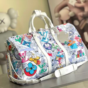 Louis Vuitton Keepall Bandoulière 50 travel bag with Monogram pattern cartoon design