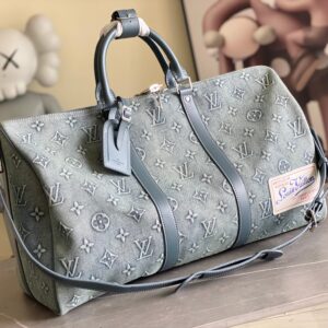 Keepall Bandoulière 50 travel bag with Monogram Washed Denim