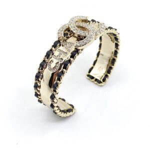 Chanel black six letter bracelet
