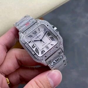 AMG ONE Factory Cartier Santos de Cartier Full Diamond Watch