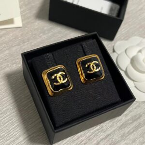 Chanel black gold candy earring