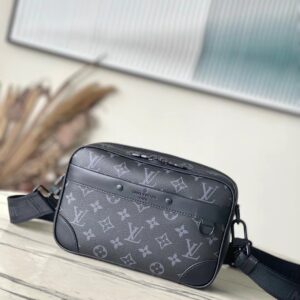 M46955 black premium leather alpha postman bag