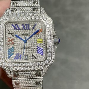 Cartier Santos Full Diamond Colored Watch