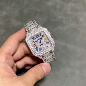 Cartier Santos Full Diamond Colored Watch