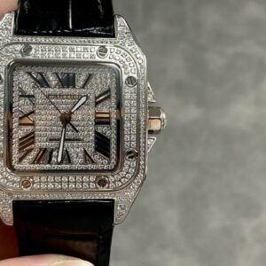 Cartier Santos 33mm Full Diamond Women's Watch