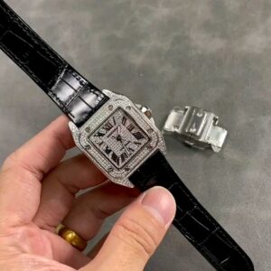Cartier Santos 33mm Full Diamond Women's Watch