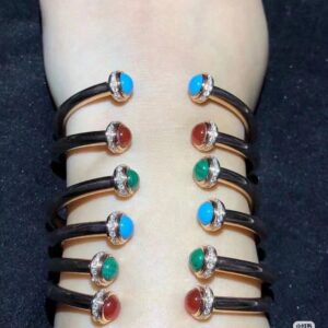 Half-diamond rotating bracelet Rose gold