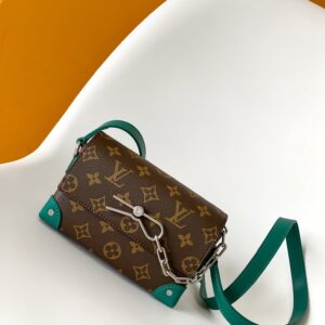 Steamer mini bag with green monogram fabric