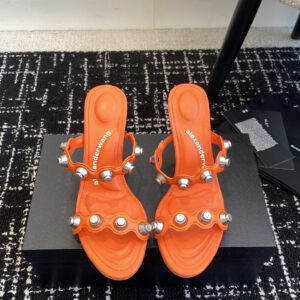 Cut heel high slide sandal