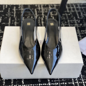 25ss backless platform mules with lacquer leather upper