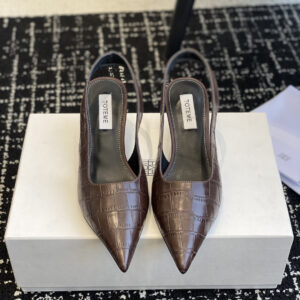 25ss backless high heels with imported leather and pointed toe