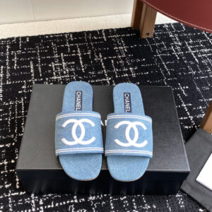 New vacation Chanel canvas lazy sandals