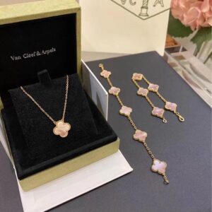 Vca rose gold five flower bracelet