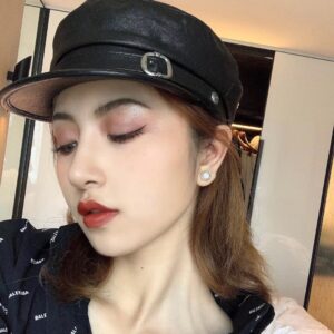 Bv round disc stud earrings