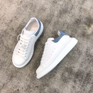 Haze blue Alexander McQueen white leather snakeskin sneakers