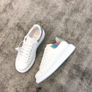 Rainbow tail Alexander McQueen white leather snakeskin sneakers