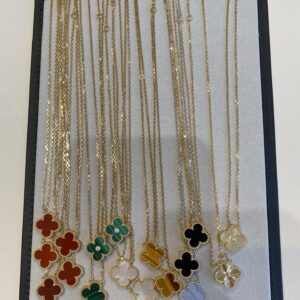 Four leaf clover necklace bracelet earring set