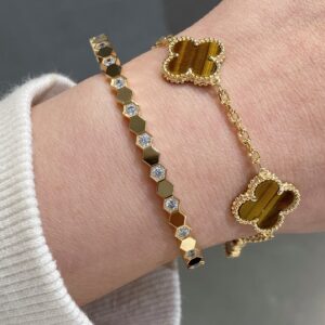 Gentle color honeycomb bracelet gold version
