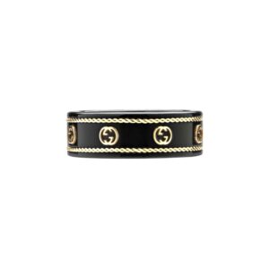 Gucci gold rope double G ceramic ring