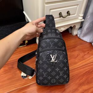 Louis Vuitton Men's Chest Bag 2021 Model Black Flowers