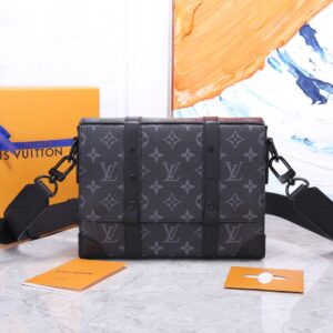 Mini black embossed trunk messenger bag