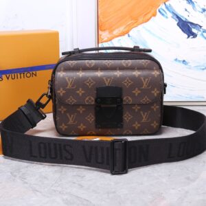 S Lock messenger bag with monogram macassar canvas