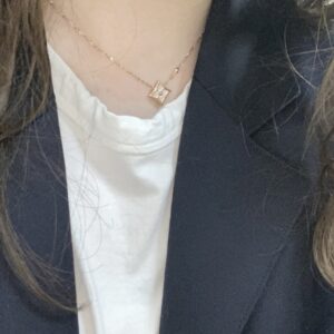Square mother-of-pearl champagne gold necklace