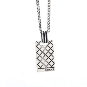Gucci vintage square G black enamel necklace
