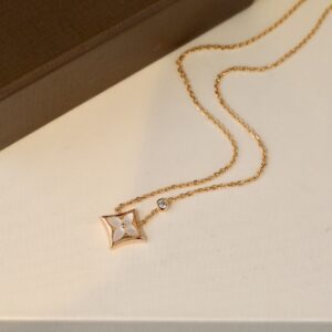 LV Blossom series diamond necklace with natural mother-of-pearl