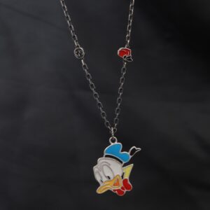 GUCCI silver enamel Donald Duck necklace