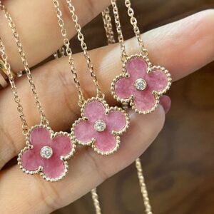 Vca rose golden four leaf necklace