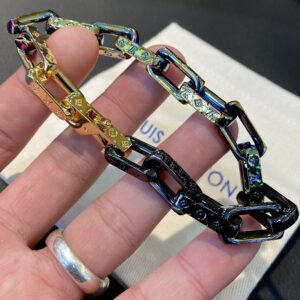 Monogram quenched charm bracelet with titanium steel
