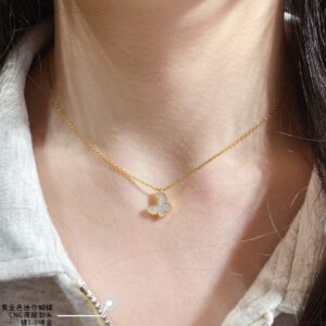 VCA high gold mini butterfly necklace