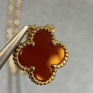 J015 VCA four-leaf red jasper necklace