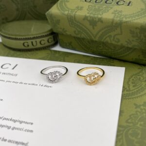 Full diamond double G ring two colors