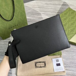 Black leather GG handbag