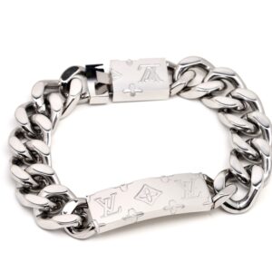 Louis Vuitton titanium steel bracelet with LV logo