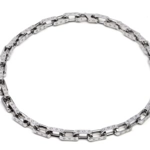 Louis Vuitton LV Monogram quenched silver necklace