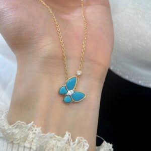 Butterfly necklace with green