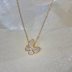 Butterfly necklace white