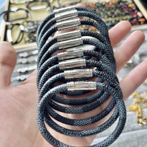 Leather charm bracelet