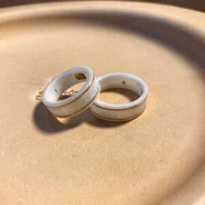 G Gold Line White Ceramic Ring