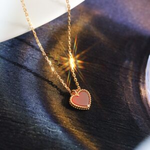 Love mini heart red jasper necklace