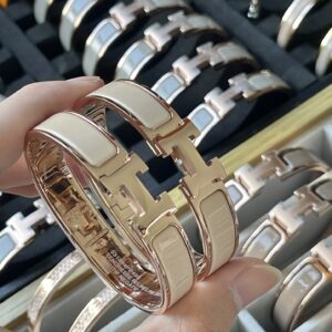 H Cuff Bracelet Rose Gold Bean Sand