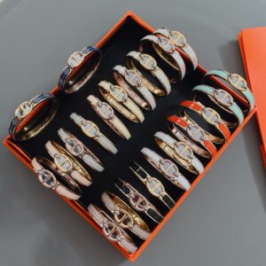 Hermes H pig nose enamel cuff bracelet