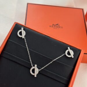 H hand classic hollow small ring necklace set